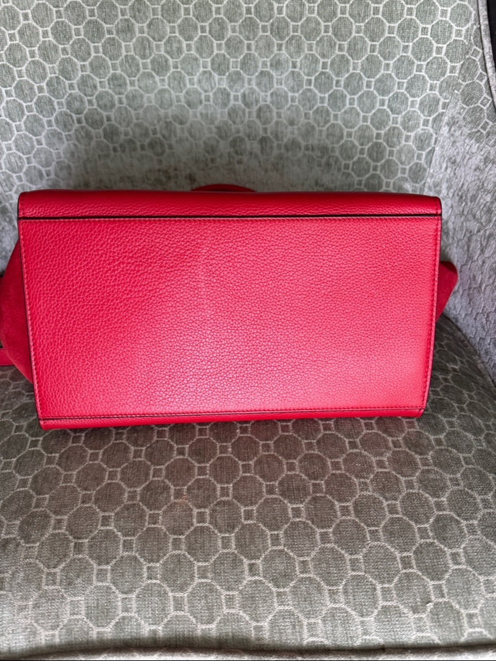Celine Trapeze Red l Leather and Suede Shoulder Bag with Top Handle EUC - Picture 5 of 16